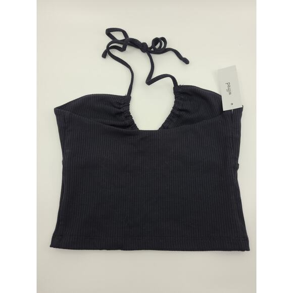 Wilfred Merci Tank Top Black Halter Cropped Ribbed 2XS Max Stretch NWT - Picture 4 of 8